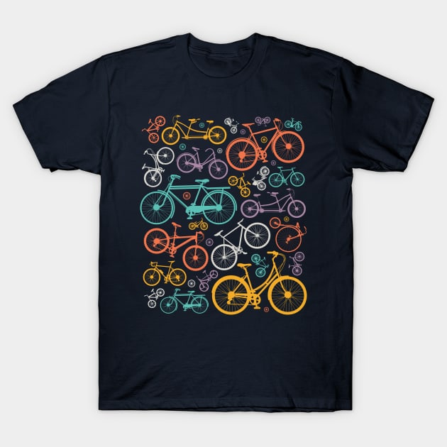 Colorful Bicycles Illustration // Bike Lover Cycling Enthusiast T-Shirt by SLAG_Creative